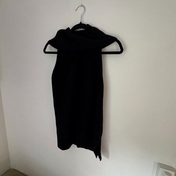 Banana Republic Black Ribbed Cowl Turtleneck Sleeveless Sweater Knit Size Medium - Picture 2 of 6